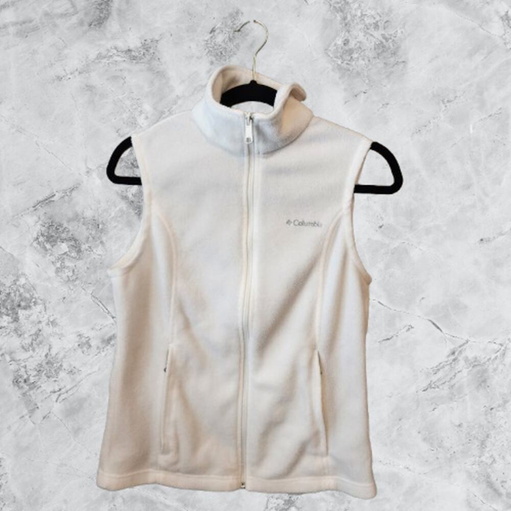 Columbia Women's Small Ivory White Fleece Vest Full Zip